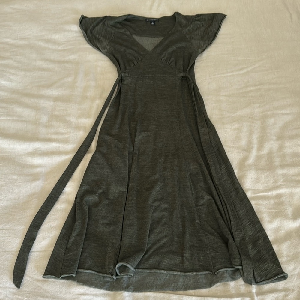 Green A line dress with flutter sleeves